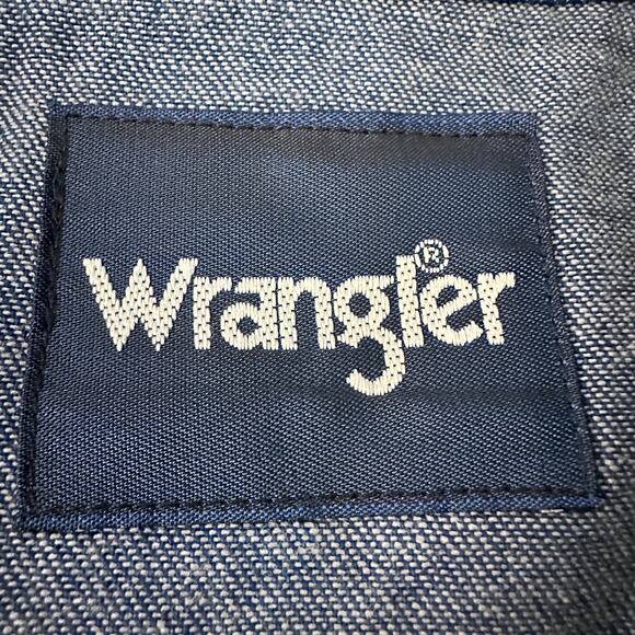Wrangler Denim Shirt Men’s 3X Big Blue Western Pearl Snap Long Sleeve Cowboy Cut - Picture 6 of 11